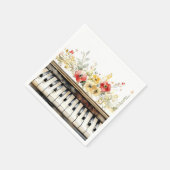 ピアノ鍵と花 スタンダードカクテルナプキン (角)