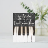 ピアノ鍵と詩編バイブル聖句引用文 ポストカード (スタンド正面)