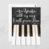 ピアノ鍵と詩編バイブル聖句引用文 ポストカード (正面/裏面)