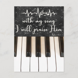 ピアノ鍵と詩編バイブル聖句引用文 ポストカード