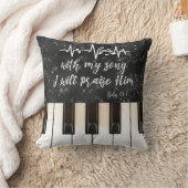 ピアノ鍵と詩編聖なる書物、 経典引用文 クッション (ブランケット)