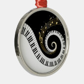 ピアノ鍵と金ゴールドミュージックノートペンダントオーナメント メタルオーナメント (右)