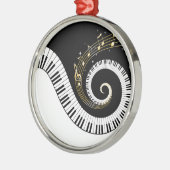 ピアノ鍵と金ゴールドミュージックノートペンダントオーナメント メタルオーナメント (左)