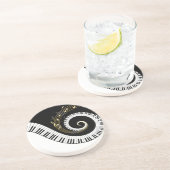 ピアノ鍵と金ゴールドミュージックノート コースター (側面)