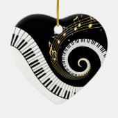 ピアノ鍵と金ゴールドミュージックノート セラミックオーナメント (裏面)