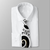 ピアノ鍵と金ゴールドミュージックノート ネクタイ (タイ)