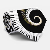 ピアノ鍵と金ゴールドミュージックノート ネクタイ (ロール)