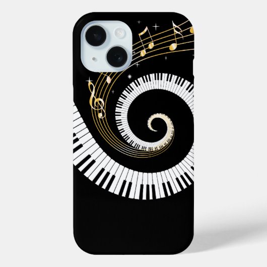ピアノ鍵と金ゴールドミュージックノート Case-Mate iPhoneケース (裏面)