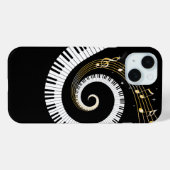 ピアノ鍵と金ゴールドミュージックノート Case-Mate iPhoneケース (裏面 (横))