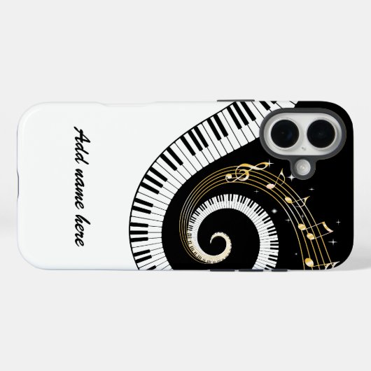 ピアノ鍵と金ゴールドミュージックノート Case-Mate iPhoneケース (裏面 (横))