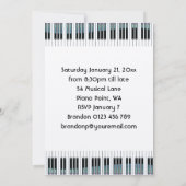 ピアノ鍵と金ゴールド音楽ノートパーティー 招待状 (裏面)