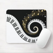 ピアノ鍵と金ゴールド音楽ノート マウスパッド (マウス)