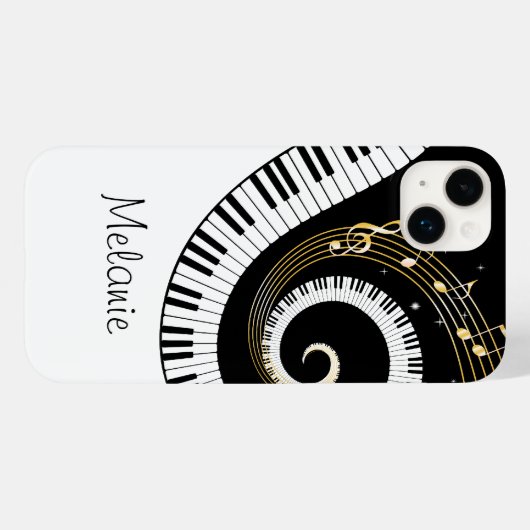 ピアノ鍵と金ゴールド音符銀河系ケース Case-Mate iPhoneケース (裏面 (横))