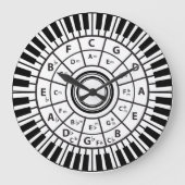 ピアノ鍵のサークルオブファイフス ラージ壁時計 (正面)