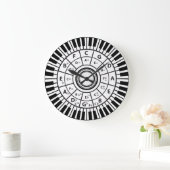 ピアノ鍵のサークルオブファイフス ラージ壁時計 (ホーム)