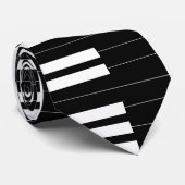 ピアノ鍵のタイ-黒 ネクタイ (ロール)