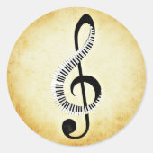 ピアノ鍵オンアミュージッククレフ、 音符記号 ラウンドシール (正面)
