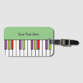 ピアノ鍵カラフル鍵盤音楽をテーマにしたカスタム ラゲッジタグ (正面横)