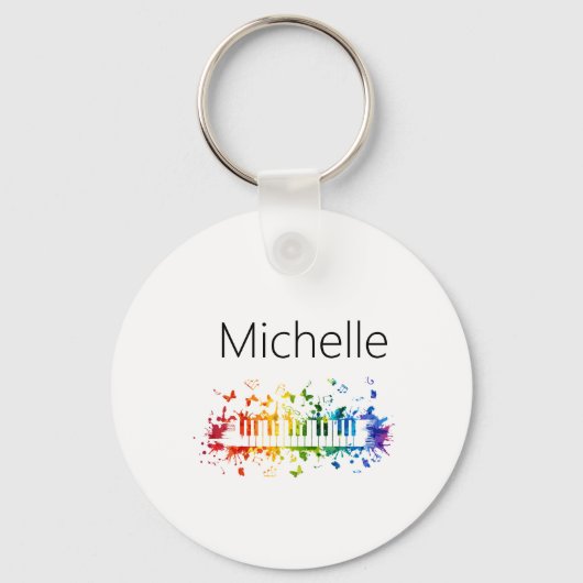 ピアノ鍵キーチェ子供へーン、ピアニストまたは先生 キーホルダー (正面)