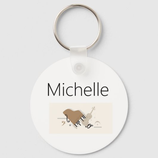 ピアノ鍵キーチェ子供へーン、ピアニストまたは先生 キーホルダー (正面)