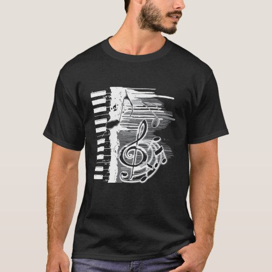 ピアノ鍵シャツピアニスト選手先生ギフト Tシャツ (正面)