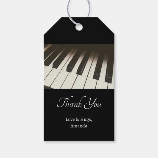 ピアノ鍵スタイリッシュ – 白黒の写真 ギフトタグ (正面)