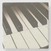 ピアノ鍵スタイリッシュ – 白黒の写真 ストーンコースター (正面)