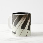 ピアノ鍵スタイリッシュ – 白黒の写真 ツートーンマグカップ (正面左)