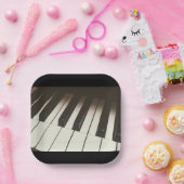 ピアノ鍵スタイリッシュ – 白黒の写真 ペーパープレート (パーティー)