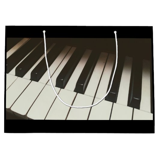 ピアノ鍵スタイリッシュ – 白黒の写真 ラージペーパーバッグ (正面)