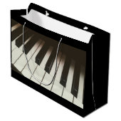 ピアノ鍵スタイリッシュ – 白黒の写真 ラージペーパーバッグ (正面アングル)