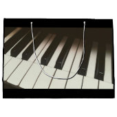 ピアノ鍵スタイリッシュ – 白黒の写真 ラージペーパーバッグ (裏面)