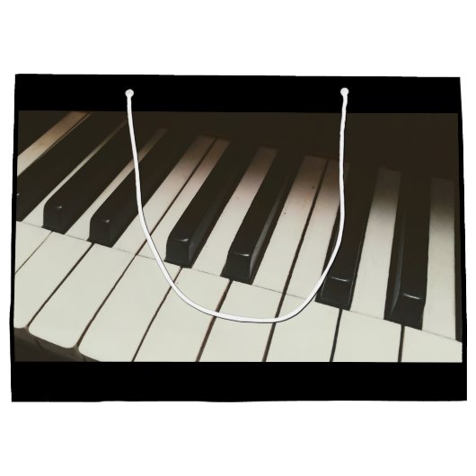 ピアノ鍵スタイリッシュ – 白黒の写真 ラージペーパーバッグ (裏面)