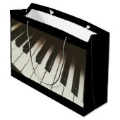 ピアノ鍵スタイリッシュ – 白黒の写真 ラージペーパーバッグ (裏面アングル)
