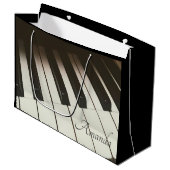 ピアノ鍵スタイリッシュ – 白黒の写真 ラージペーパーバッグ (正面アングル)