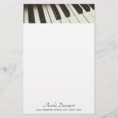 ピアノ鍵スタイリッシュ – 白黒の写真 便箋 (正面)