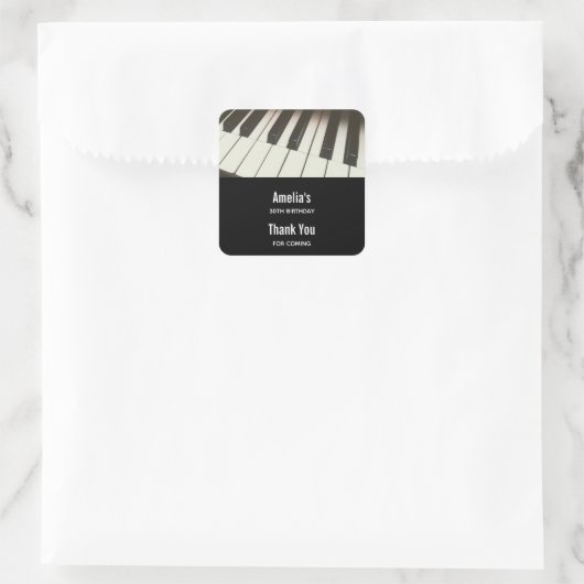 ピアノ鍵スタイリッシュ- B&Wフォトイベントありがとう スクエアシール (バッグ)