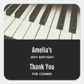 ピアノ鍵スタイリッシュ- B&Wフォトイベントありがとう スクエアシール (正面)