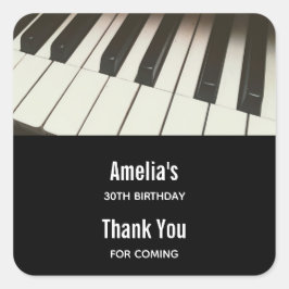 ピアノ鍵スタイリッシュ- B&Wフォトイベントありがとう スクエアシール