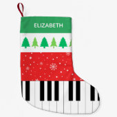 ピアノ鍵スノーフレーククリスマスツリー スモールクリスマスストッキング (正面)