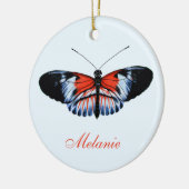 ピアノ鍵バタフライブラックレッド&ブルー絵画ズ セラミックオーナメント (左)