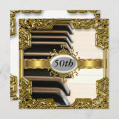 ピアノ鍵バースデーパーティーグラモールホット招待状 招待状 (正面/裏面)