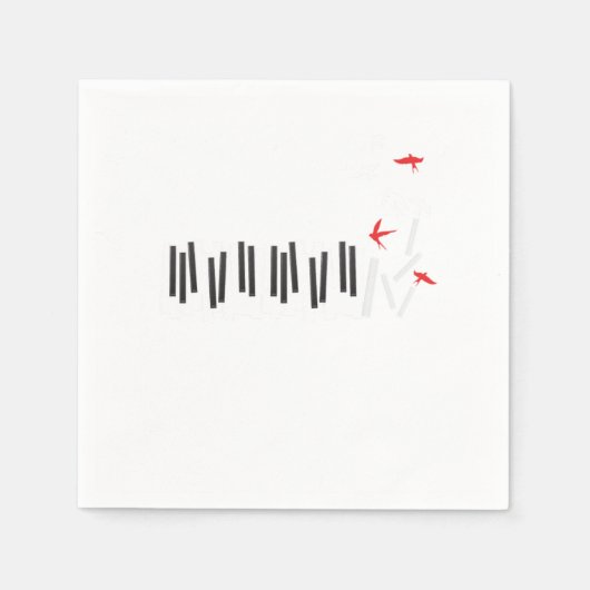 ピアノ鍵バーズピアニストミュージシャン音符ギフト スタンダードカクテルナプキン (正面)