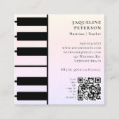 ピアノ鍵ピアニストミュージシャン音楽先生ピンク スクエア名刺 (正面)