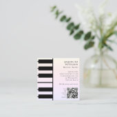 ピアノ鍵ピアニストミュージシャン音楽先生ピンク スクエア名刺 (スタンド正面)