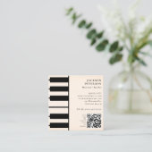 ピアノ鍵ピアニストミュージシャン音楽先生ピーチ スクエア名刺 (スタンド正面)