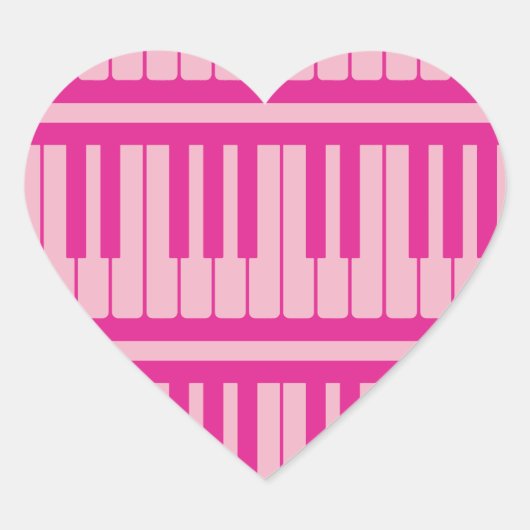 ピアノ鍵ピンクマゼンタパターン ハートシール (正面)