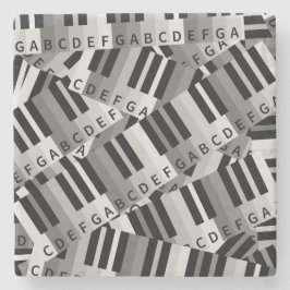 ピアノ鍵ブラックとホワイトパタン ストーンコースター