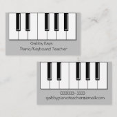 ピアノ鍵プリントカッコいいピアノ鍵盤先生 名刺 (正面/裏面)