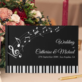 ピアノ鍵ミュージカルノートブラック&ホワイト結婚ズ ゲストブック